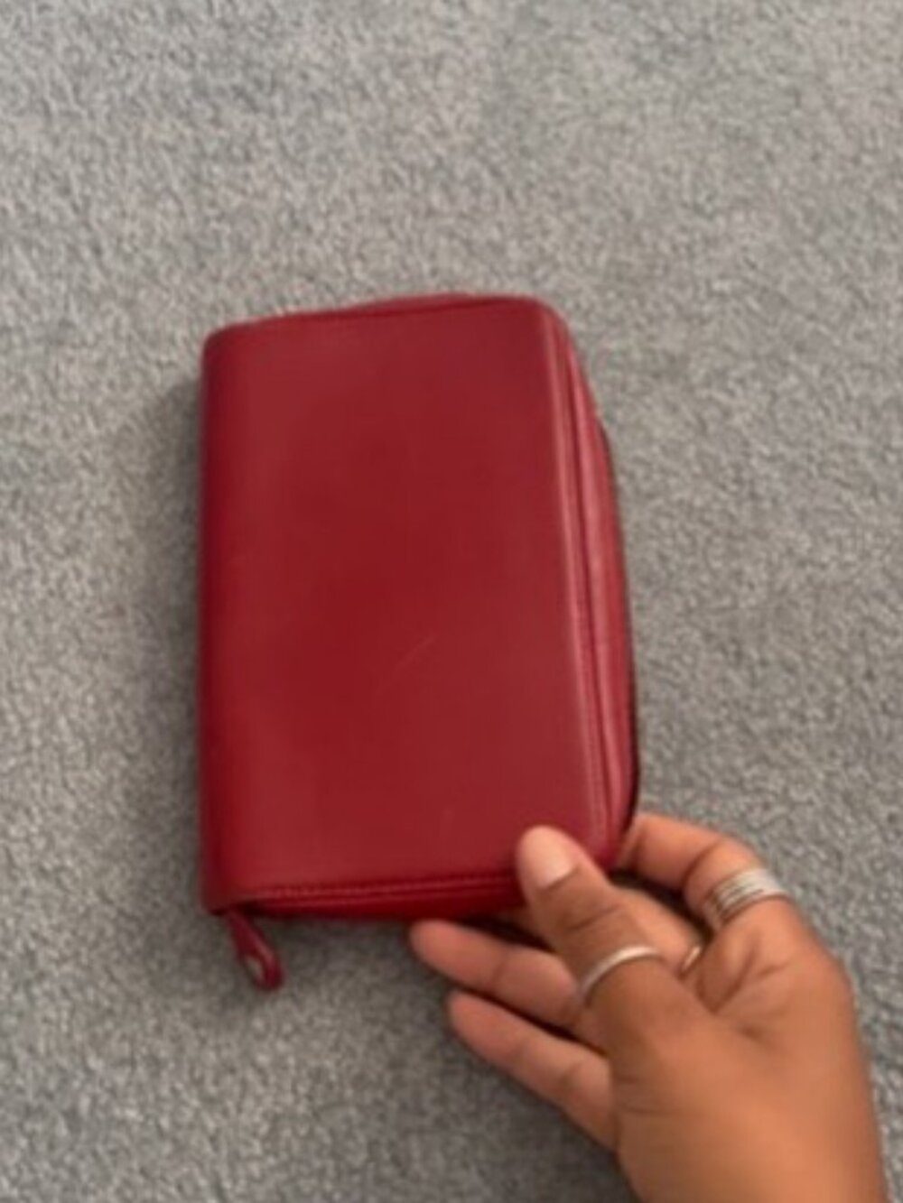 Coach long zip round wallet in smooth red leather
